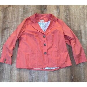 LL Bean Blazer Womens 20W Coral 100% Cotton Lined Jacket 3 Button Casual
